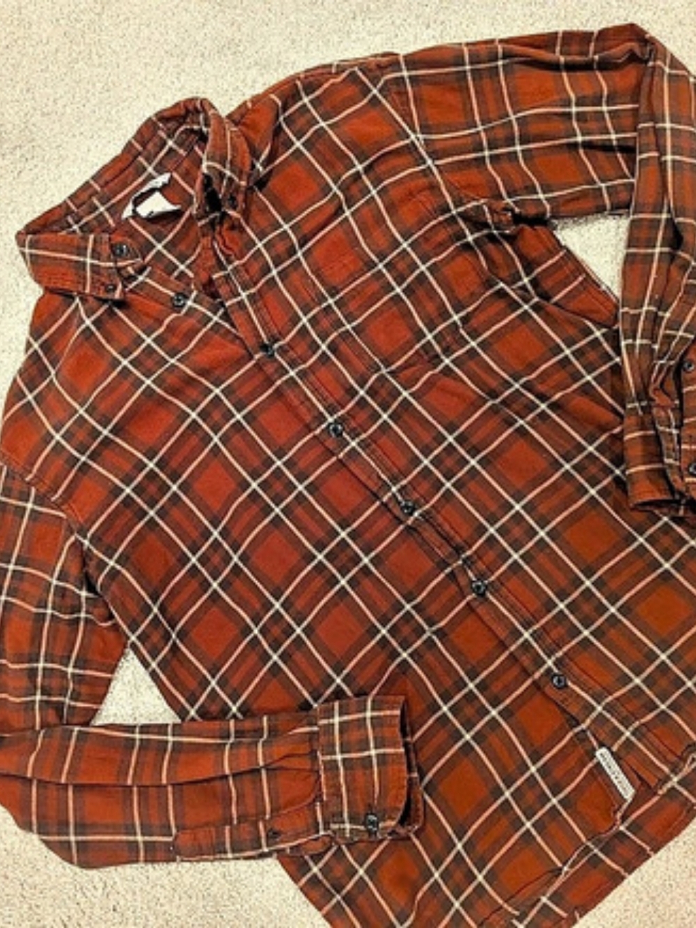 Field and Stream Orange Men's Plaid Button Down Size Medium
